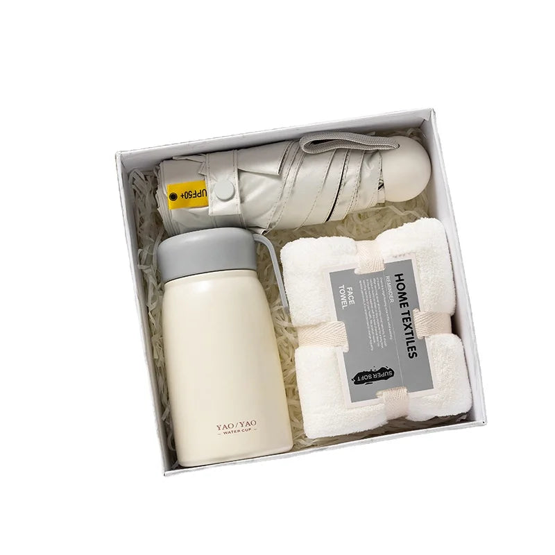 Business Gift Umbrella Vacuum Cups Christmas Gifts Thermos Cup Anniversary Gift Towel Diary Souvenir Items Giveaways with Logo
