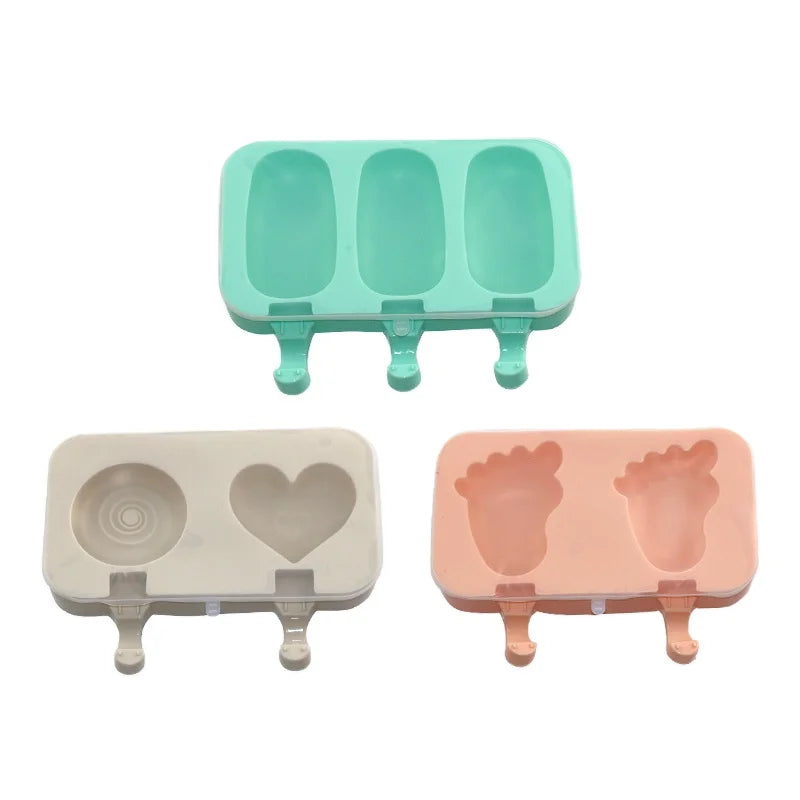 2021 New Style Food Grade Silicone Popsicle Mold Reusable Eco-Friendly DIY Ice Cream Maker Easy Release Ice Pop Maker with Lid