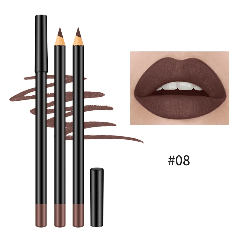 Private Label Hot Selling 20 Colors Vegan Smooth Lip Liner Pencil Waterproof Matte Lipliner Pencil