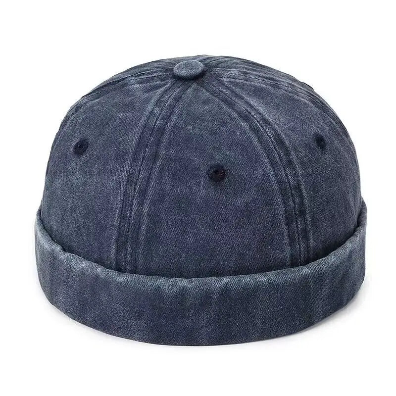 Wholesale Brand 6 Panel Brimless Beanie High Quantity Solid Color Washed Cotton Denim Street Skull Hat for Business