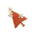 Siam Red Rhinestone Christmas Tree Brooch Sparkly Metal Alloy Brooch Pin for Weddings Parties or Gifts Christmas Jewelry