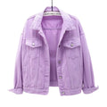 KY Women's Long Sleeve Winter Denim Jacket Chest Pockets Buttons Solid Distressed Jeans Free Shipping Hot Sale Woven Shorts