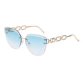 Trendy Brand Designer Rimless Gradient Women Sunglasses Metal Chain Legs Uv400 Eyewear