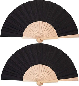 Personalized Folding Fabric Hand Fan with Drawstring Organza Bag for Men Women Girls