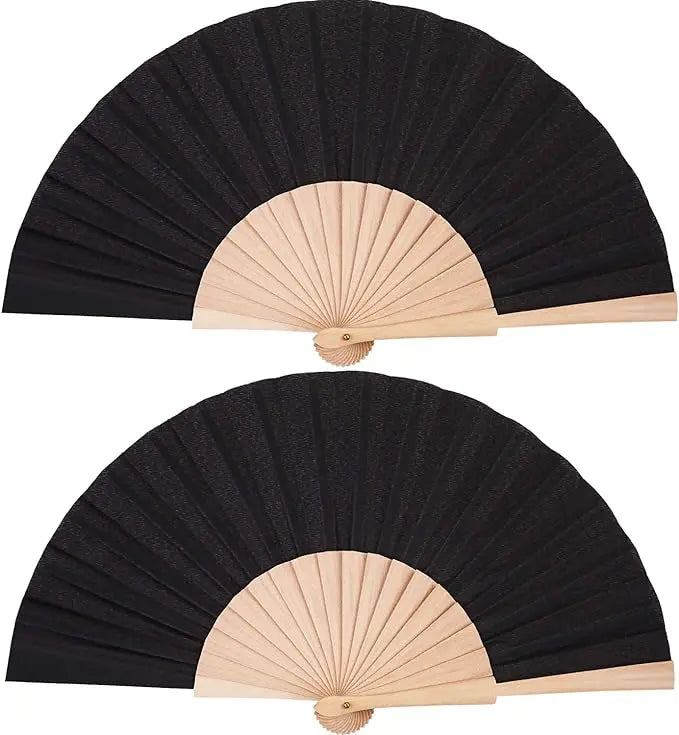 Personalized Folding Fabric Hand Fan with Drawstring Organza Bag for Men Women Girls