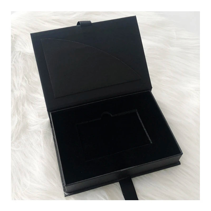 Customized Black Luxury Business VIP Membership Card Paper Packaging Gift Boxes Embossed and UV Coated with Sponge Liner