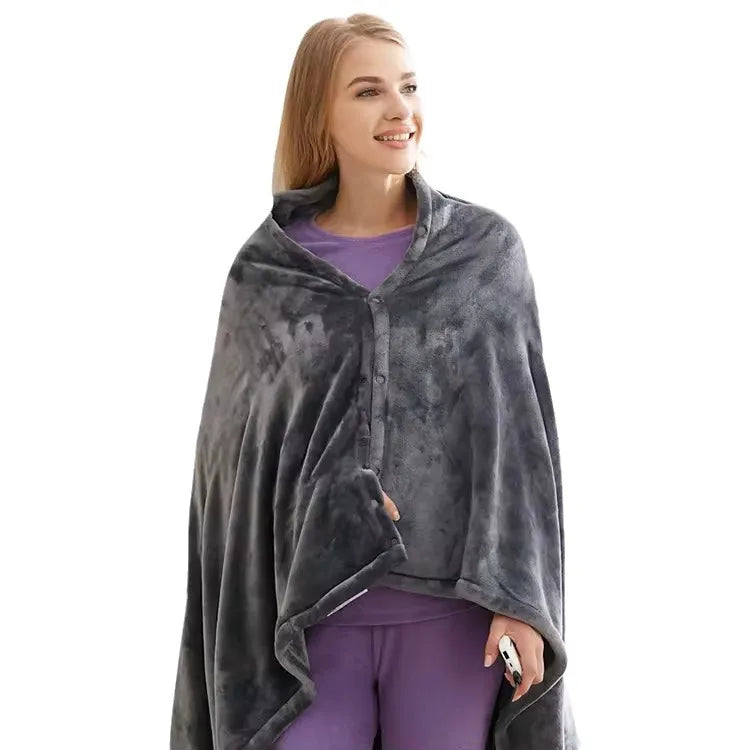 USB Charge Electric Heating Blanket Home Coral Flannel Heated Blanket Shawl