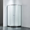 KMRY Aluminum Frame Arc Shape 4 Panels Screen Bypass Sliding Glass Bathroom Shower Door with Hinge Open Style Open Door Room