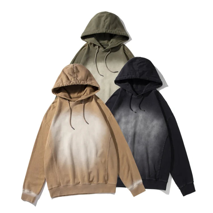 Terry Fleece Stone Solid Casual Oversized Vintage Acid Wash Ripped Custom Washed 100% Cotton Spring Hoodie