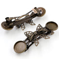 5pcs 12mm High Quality Bronze Plated Copper Material Hairpin Hair Clips Pins Blank Base Setting Double Cabochon Cameo Bezels