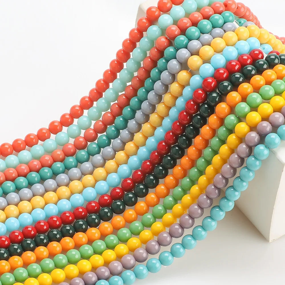 New 8mm Round Glass Beads Loose Spacer Beads for Jewelry Making DIY Handmade Bracelet Necklace Accessories