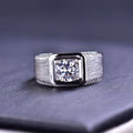 Men's Trendy Silver 925 Solid Original 1 ct Brilliant Cut Pass Diamond Test Sparkling D Color Moissanite Ring Fine Jewelry