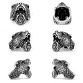 Hip Hop Men's Retro Stainless Steel Viking Bear-headed Warrior Ring
