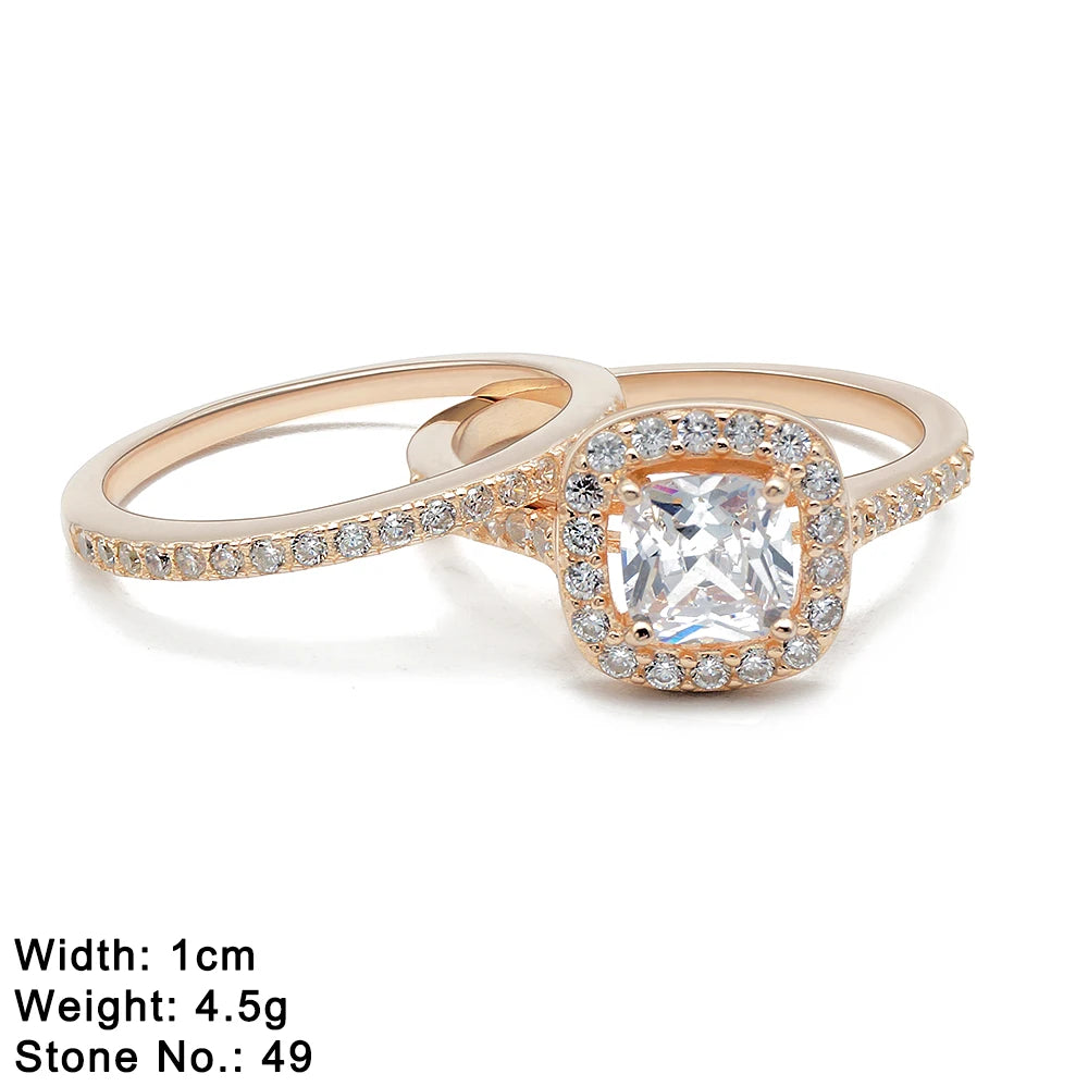 Hot Selling Fine Jewelry Sterling Silver Ring Wedding Rings Set Engagement Ring for Bridal Gold Plated
