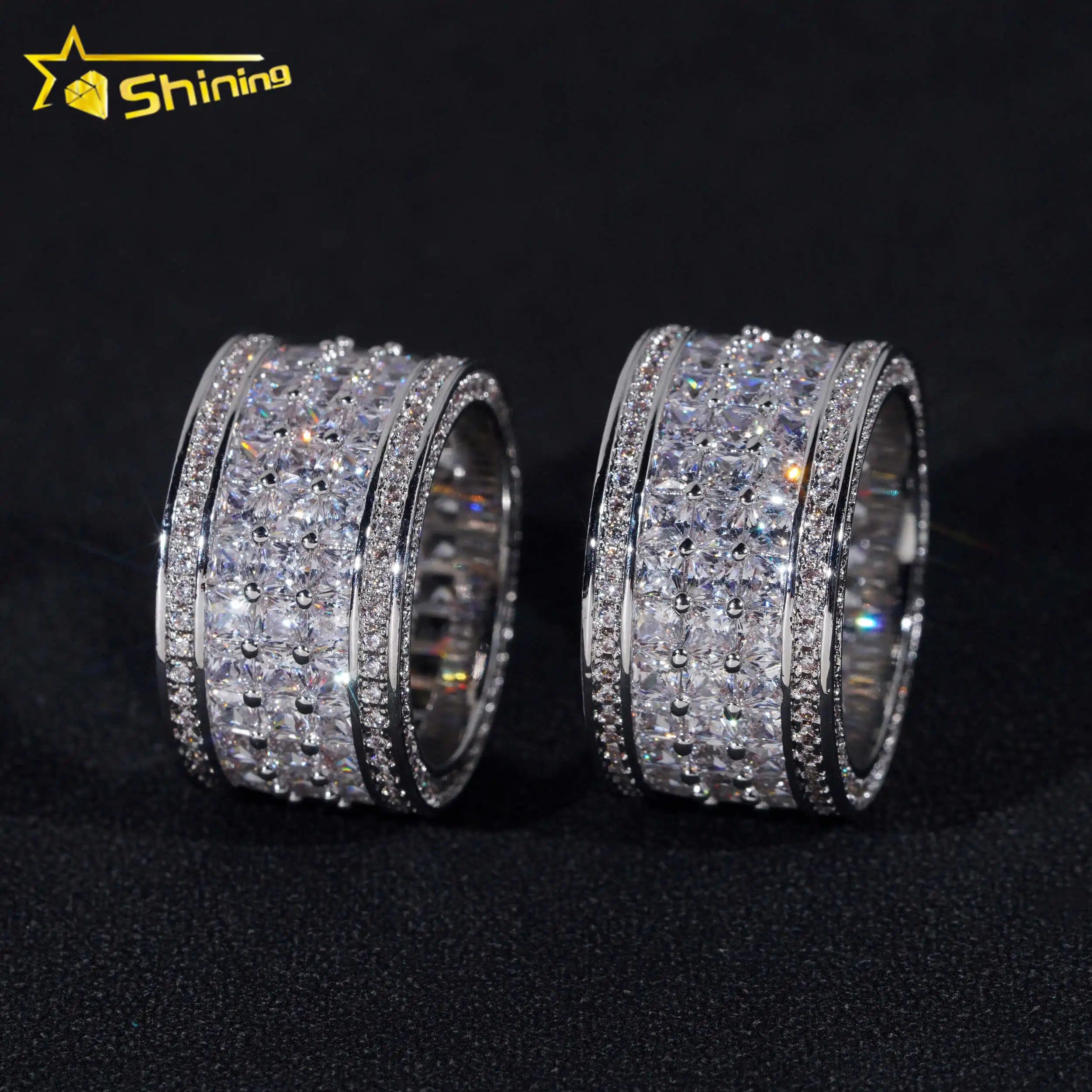 48H Shipping Men Women Hip Hop Rings Fashion Full of Iced Out CZ Diamond Eternity Ring Brass Wedding Engagement Ring