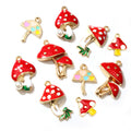 10pcs Enamel Mushroom Charms Pendant for Jewelry Making Supplies Metal DIY Jewelry Making Findings Accessories
