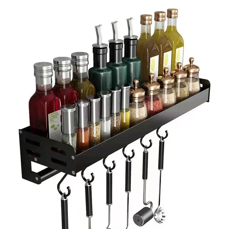 Multifunctional Aluminum Kitchen Storage Rack With Hook Customized Utensils and Spice Storage Rack