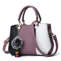 Women Ladies PU Leather Patchwork Color Handle Bags Single Shoulder Bag Zipper Interior Slot Pocket Handbags