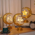 Eid Mubarak Decorative Metal Lamp with LED Night Light Star and Moon Table Accessory for Ramadan Nighttime Illumination