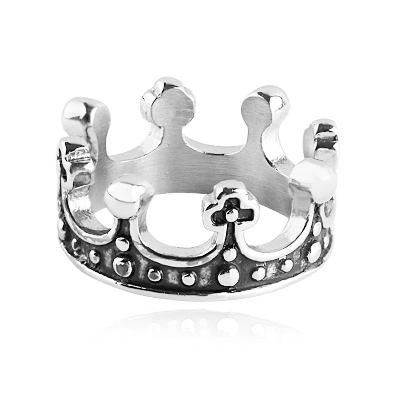 Stainless Steel Gothic Band Rings Cross Royal King Crown Ring
