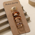 Fashion Creative Personality Knuckle Suit 5 Piece Set Ring Retro Hip-Hop Fashion Amber Decorative Ring