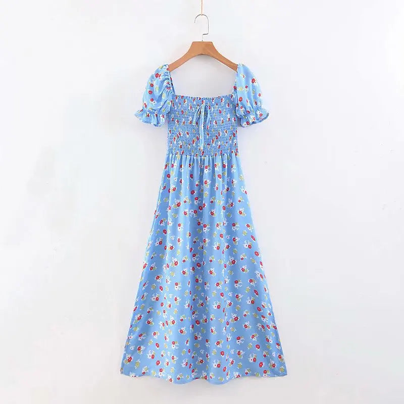 New Spring Women's Fashion Floral Print Generous Collar Loose Dress