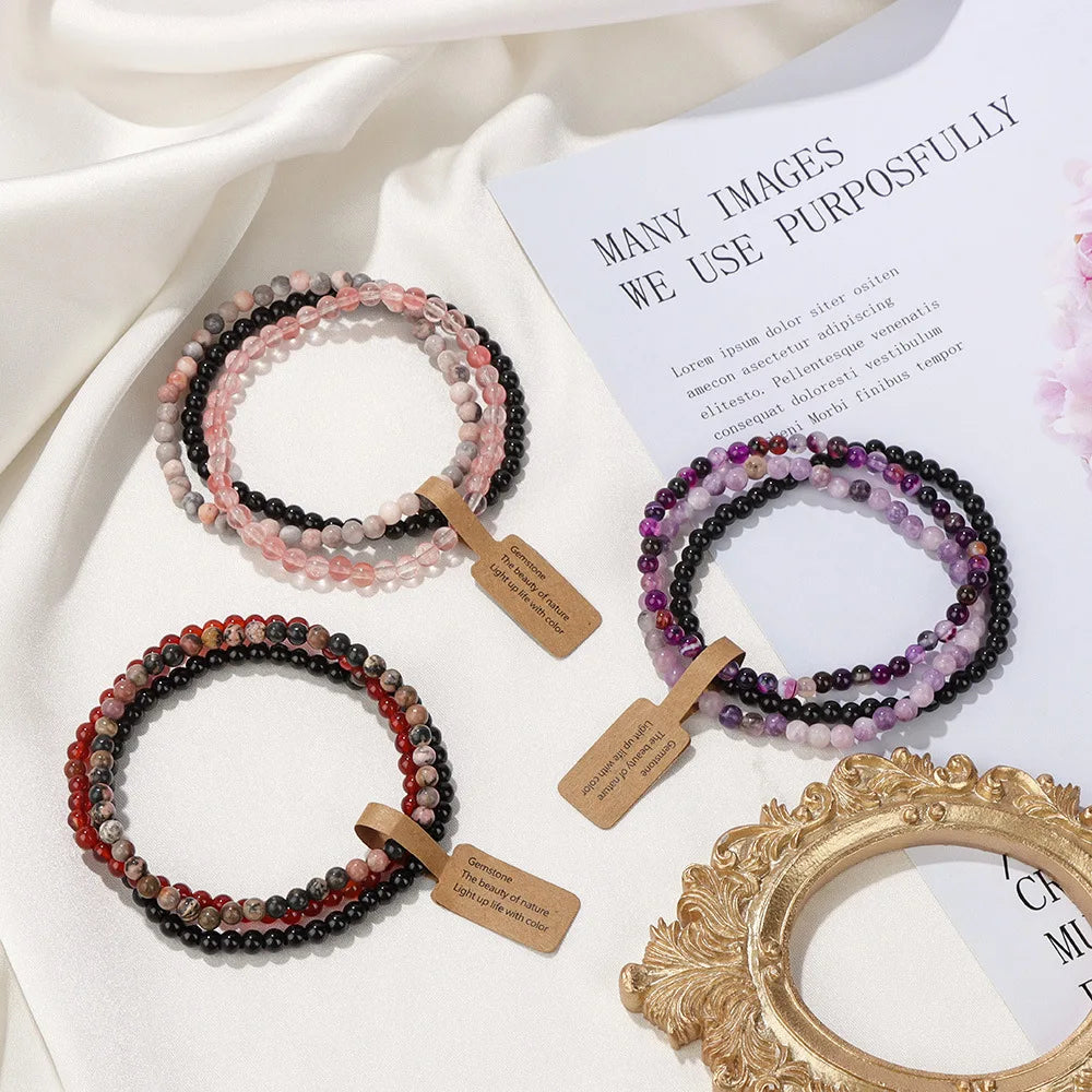 Hot Fashion 4mm Crystal Beads Bracelet Healing Yoga Natural Stone Beaded Stretch Layered Bracelet