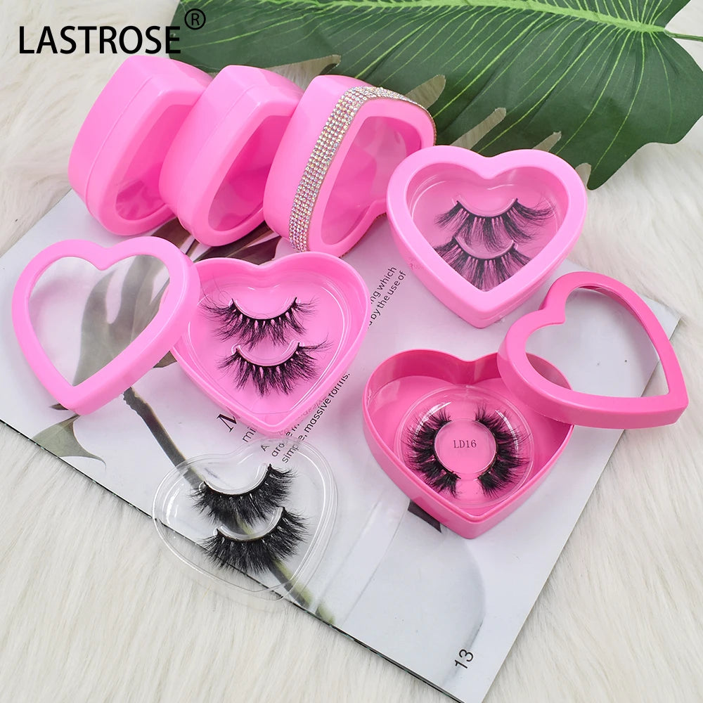 Make Your Brand Lashbox pink OEM Color Heart Shaped Window PVC Eyelash Packaging Box Vendor