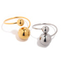 Minimalist 18K Gold IP Plating Punk Bead Ring Women Stainless Steel Small Ball Open Ring