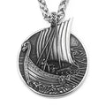 North Europe Tourist Souvenir Gift Stainless Steel Viking Necklace Norse Long Ship Pendant Necklace Viking Jewelry