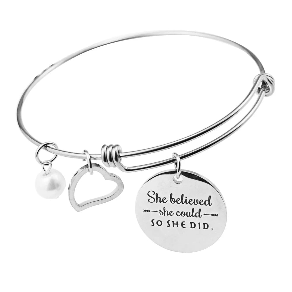 DIY Fashion Custom Activity Bracelets Gift Adjustable Expandable Stainless Steel Jewelry Bangle Bracelet