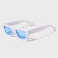 Simple Design Retro Sun Glasses Rectangle Acetate Frame Blue Tac Lenses White Logo Thickness Transparent Frame for Women Men