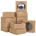XJH Kraft Paper Boxes With Clear Window Black Kraft Gift Packaging Boxes for Bakery Cookie Cake Candy Wedding Party Favors