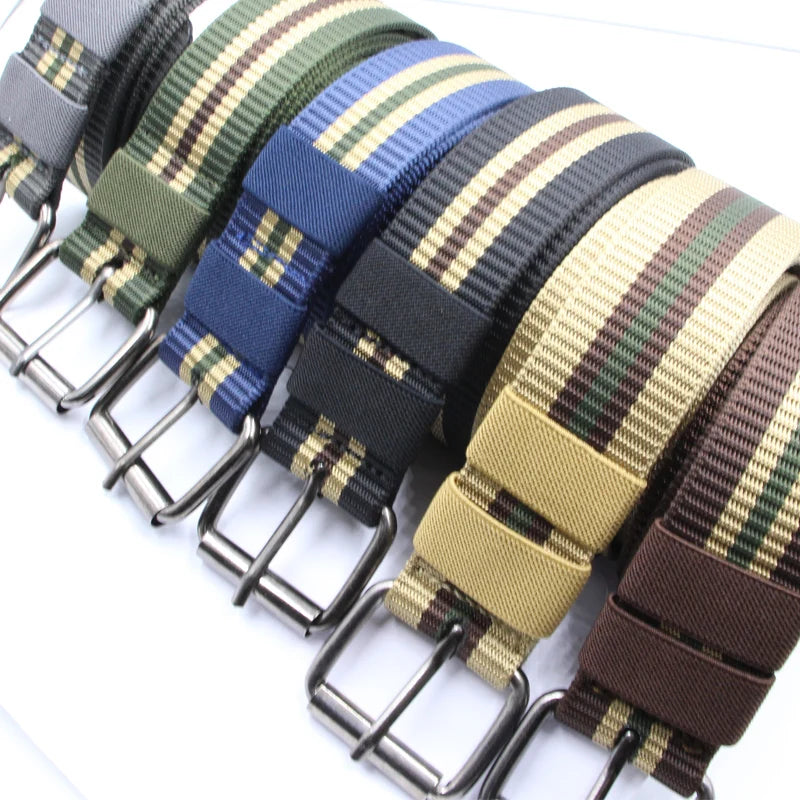 Men's Casual Nylon Tactical Automatic Buckle Waist Belt Durable Custom Thickening Everyday Use Outdoor Iron Buckle 125cm JIARUI