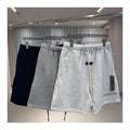 Wholesale Men's 100% Cotton Knitted Mid Elastic Waist Breathable Anti-Wrinkle Sporty Letter Logos Shorts in Light Dark Oatmeal