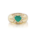 LOZRUNVE Jewelry Custom Factory Hip Hop Large Dome Gemstone Zirconia Heart Starburst Ring