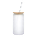 Hot Sublimation Custom Mug Bar Clear Frosted Tumbler Soda Can Glassware Glasses Straw Cup Glass Cups with Bamboo Lids and Straws