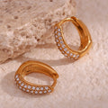 Guarantee Dreamshow Dainty Pear Shape Shining Zircon Huggie Earring 18k Gold Plated Stainless Steel Earring Women Jewelry