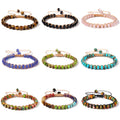 Bohemian Style Stretch Adjustable Handmade Woven Braided Wheel Spacer Stone Bead Natural Stone Bracelet