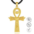 Fine Jewelry 925 Sterling Silver 18K Gold Plated Jewellery Egyptian Ankh Cross Pendant Necklace for Men