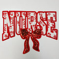 Custom Wholesale Towel Embroidery Nurse Bow Large Chenille Iron on Nurse Chenille Sequin Patches for Clothing Jacket Decoration