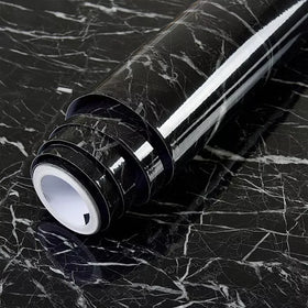 ORON DECO Black PVC Vinyl Removable Marble Sticker Peel and Stick Self Adhesive Wallpaper for Kitchen Warp 24.01X196.85 Inch