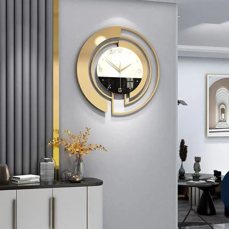 45 High Gloss Glass FuZhou Metal Decoration Living Room Wall Clock Creative Simple Modern Silent Hanging Quartz Watch for Sale