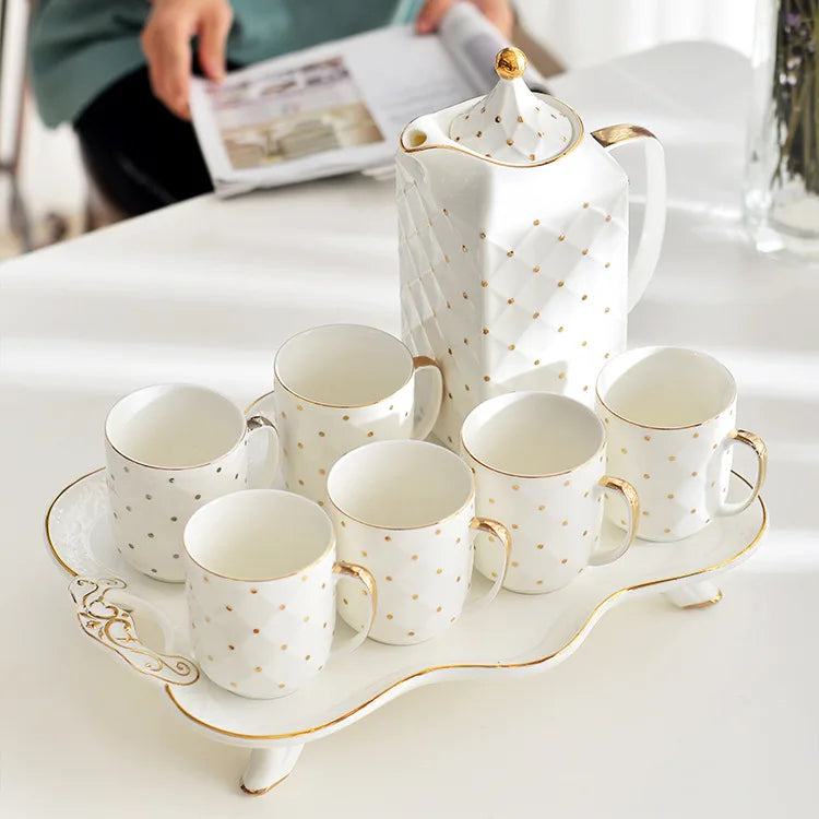 Direct Selling Cup Teapot with Tray Household Gift Practical Ceramic Milk Coffee Cup Set