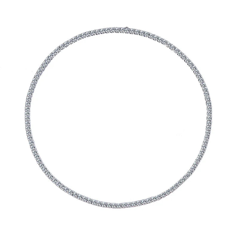 Classic Hip Hop Fine Jewelry Single Row Women's Moissanite Tennis Chain Trendy S925 Sterling Silver Necklace