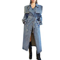 Wholesale 2026 Autumn New Fashion Lace up Waist Mid Length Denim Polo Style Women's Trench Coats