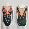 For LIUHUO Army Green Girls Women Synchronized Swimming Leotards Competitive Dance & Ballroom Training Swimsuits with Diamond De