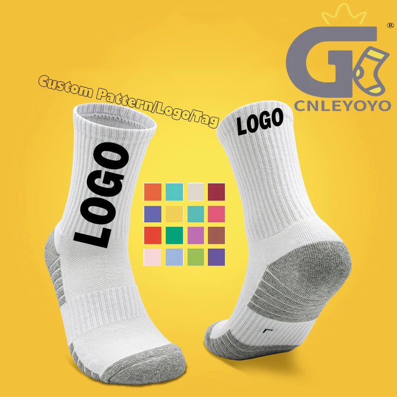 OEM Your Own Design Customizable Athletic Socks Mens Terry Cushioned Anti Sweat Towel Padded Sports Socks Custom Logo