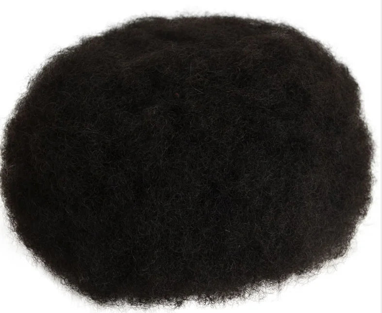New Arrival Men Toupee Full Lace African Curly 100% Indian Human Hair Replacement System Glue Wigs for Men Toupee