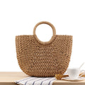 Large Lady Single Handle Straw String Closure Portable Autumn Summer Beach Casual Hand-held Bag